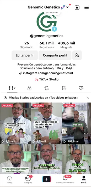 Cuenta de Tik Tok de un cliente
