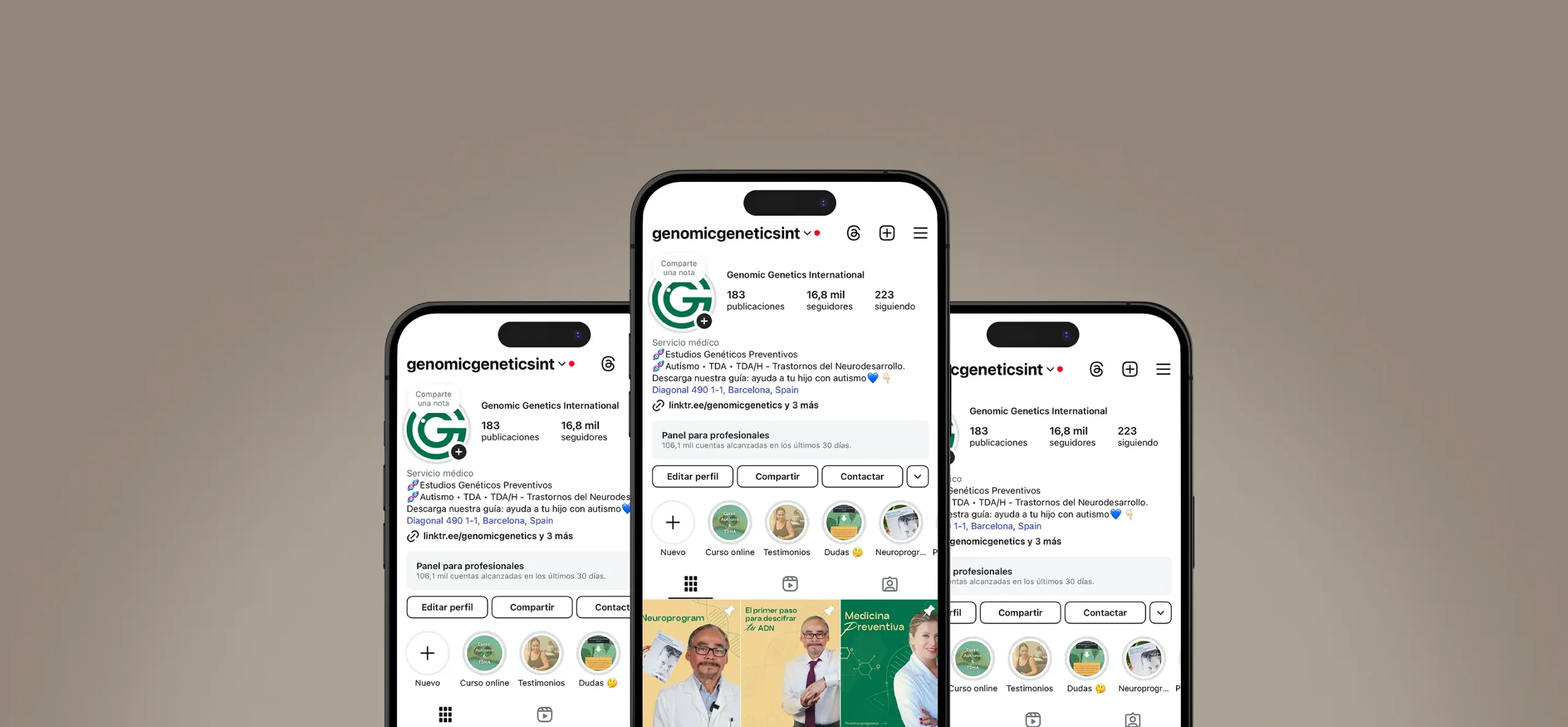 Instagram de GenomicGenetic int, cliente de la agencia